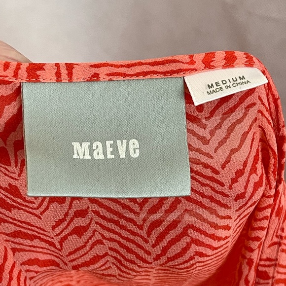 Anthropologie Maeve Tiburon Silk Button Blouse Size M Orange Coral Sheer - Picture 6 of 8